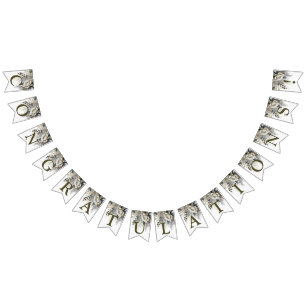 Bandeirinha Boas-vindas ao Ouro Silver White Roses