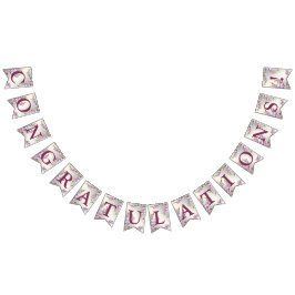 Bandeirinha Boas-vindas flores brancas cor-de-rosa-Festa de ca