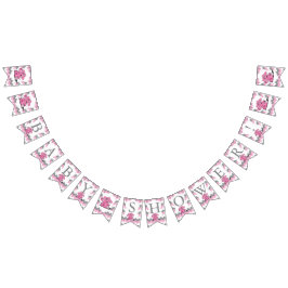 Bandeirinha Bobo De Chevron Rosa Engraçado Elefante Bebê