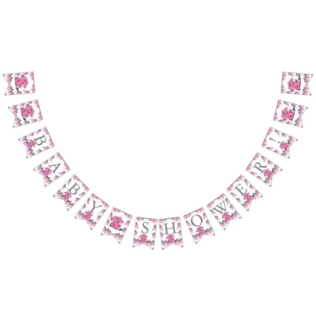 Bandeirinha Bobo De Chevron Rosa Engraçado Elefante Bebê (Todos)