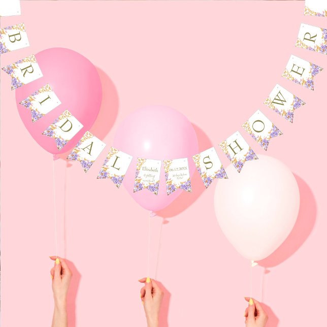 Bandeirinha Boho Butterflies Hydrangeas Chá de panela Russo (Criador carregado)