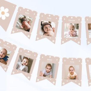 Bandeirinha Boho Daisy First Birthday Photo Banner