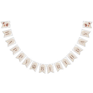 Bandeirinha Boho Daisy Floral Happy Birthday Sinal