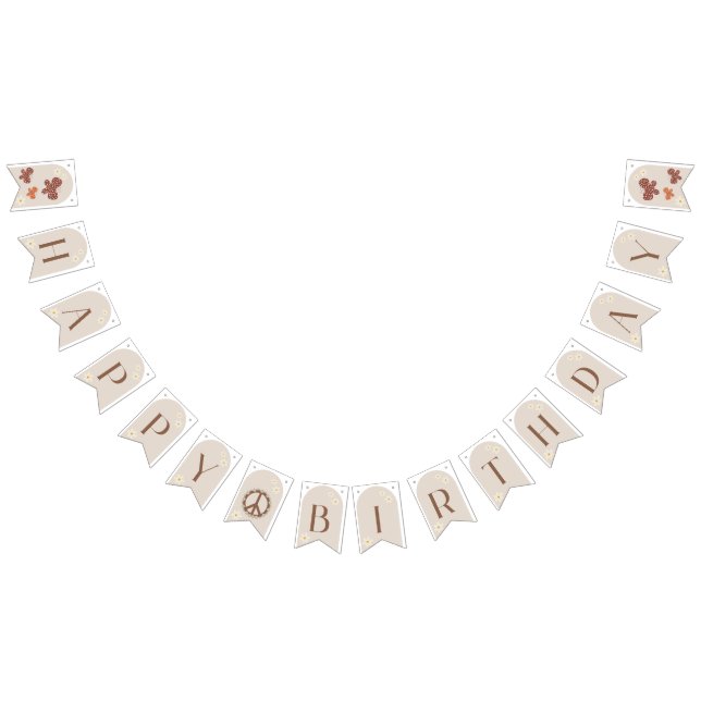 Bandeirinha Boho Daisy Floral Happy Birthday Sinal (Todos)