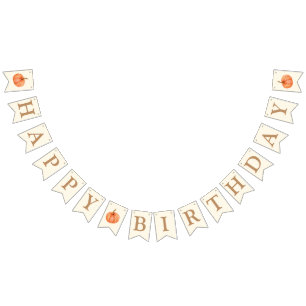 Bandeirinha Boho Fall Pumpkin Feliz Aniversário