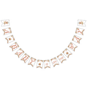 Bandeirinha Boho Floral - Letras Rosa, com Chá de fraldas Bran