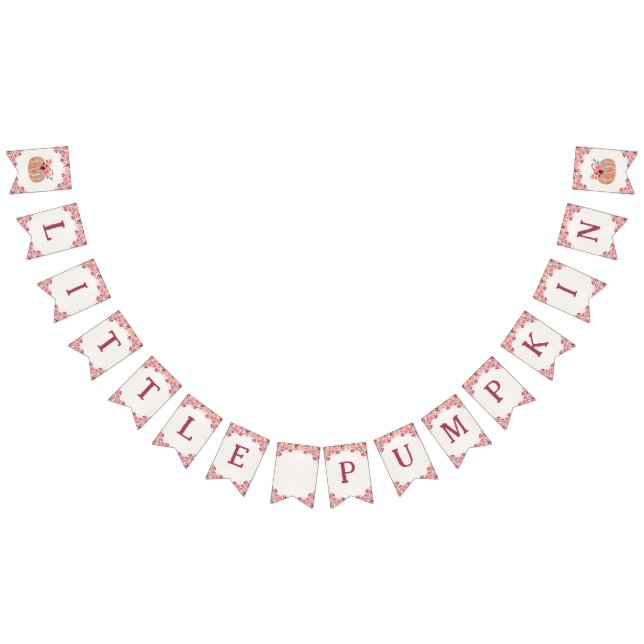 Bandeirinha Boho Floral Little Pumpkin Birthday Bunting Banner (Todos)
