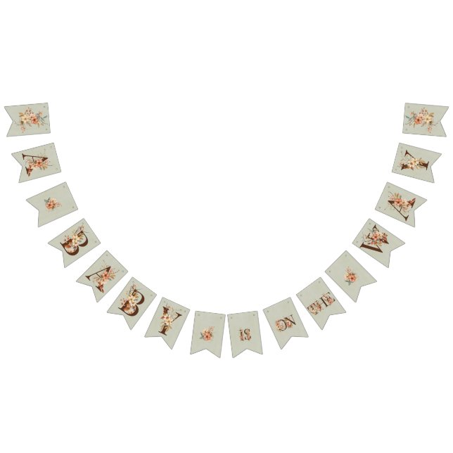 Bandeirinha Boho Floral no Chá de fraldas azul texturizado (Todos)