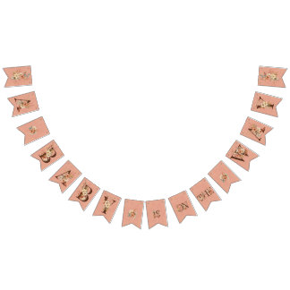 Bandeirinha Boho Floral no Chá de fraldas rosa texturizado