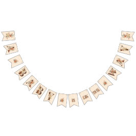 Bandeirinha Boho Floral sobre o Chá de fraldas de Marfim textu