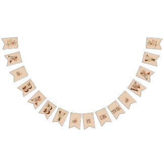 Bandeirinha Boho Floral sobre o Creamy Ivory Chá de fraldas