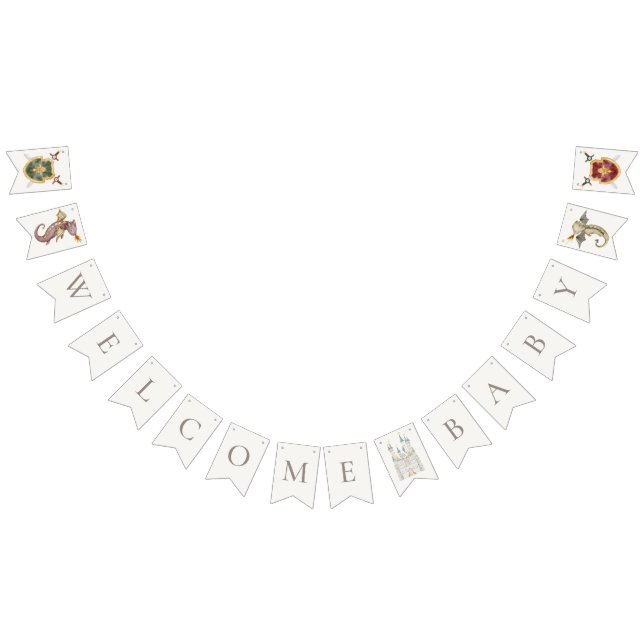 Bandeirinha Boho Storybook Dragon Chá de fraldas Welcome (Todos)