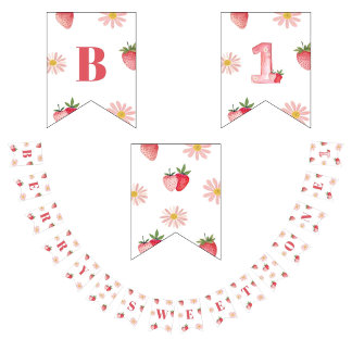 Bandeirinha Boi Primeiro Aniversário Pastel Vermelho Rosa Flor