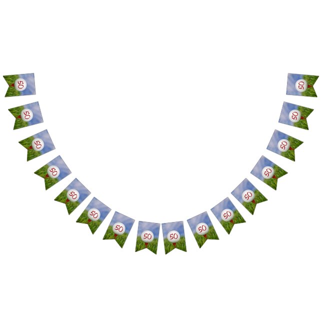 Bandeirinha bola de golfe no campo de grama para o 50º anivers (Todos)