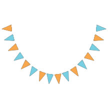 Bolinhas de laranja e faixas azuis