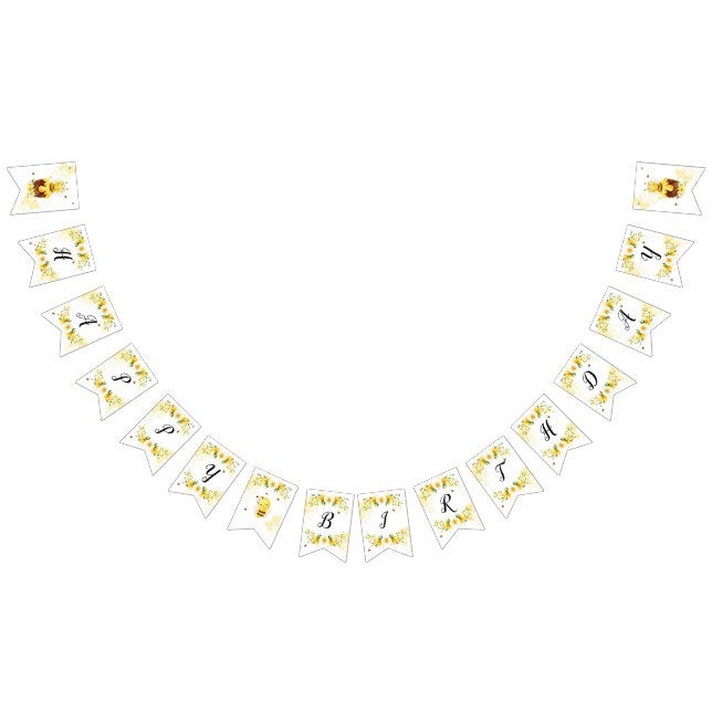 Bandeirinha Bonita abelha Feliz aniversário (Todos)