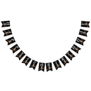 Bandeirinha Bonito Coruja de Aniversário Marrom em Estrelas de