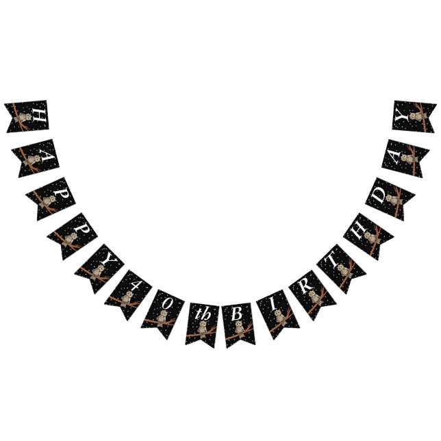 Bandeirinha Bonito Coruja de Aniversário Marrom em Estrelas de (Todos)