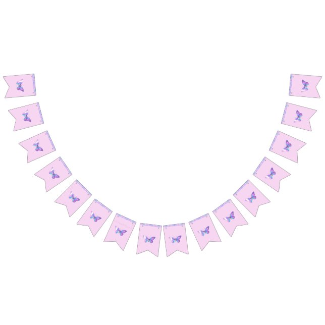 Bandeirinha Bonito faixa de borboleta holográfica rosa (Todos)