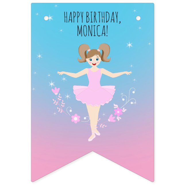 Bandeirinha Bonito Festa de aniversário Ballerina Girl (Primeira Bandeira)