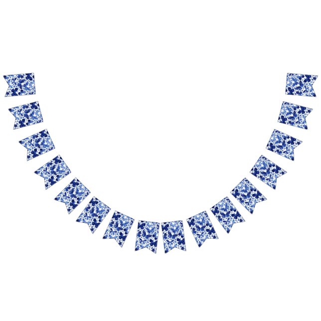 Bandeirinha Borboletas Aquarela Azul Indigo (Todos)