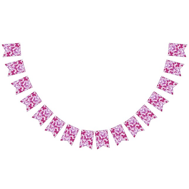 Bandeirinha Borboletas Aquarela Magenta Rosa (Todos)