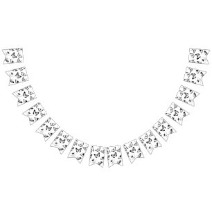 Bandeirinha Borboletas negras e brancas banner de bunda caseir