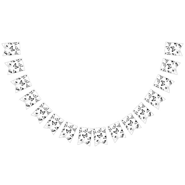 Bandeirinha Borboletas negras e brancas banner de bunda caseir (Todos)