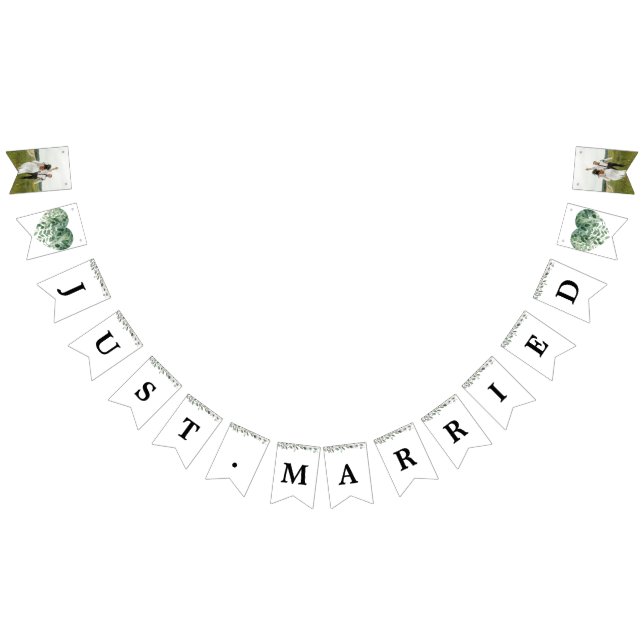 Bandeirinha Botânica Elegante de Fotos e Letras Personalizadas (Todos)