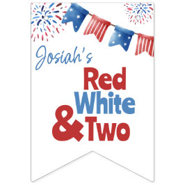 Bandeirinha Branco vermelho e faixa de duas Festas de aniversá