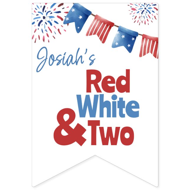 Bandeirinha Branco vermelho e faixa de duas Festas de aniversá (Primeira Bandeira)
