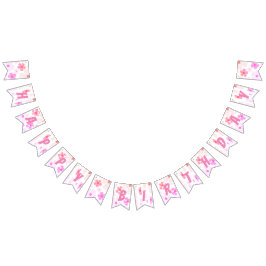 Bandeirinha Bright Happy Birdday Bubble Goma Pink Peach Flor