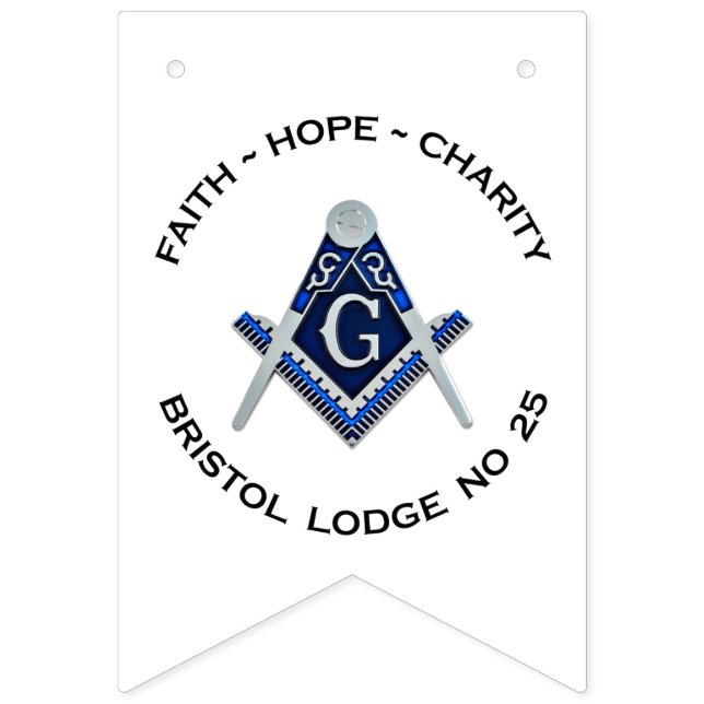 Bandeirinha Bristol nº 25 Banner de Bunting Masonic (Primeira Bandeira)