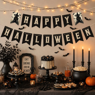 Bandeirinha Bruxa Encantadora Feliz Halloween