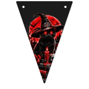Bandeirinha Bruxa Gótica Gato Preto Halloween Caveira Vela Des