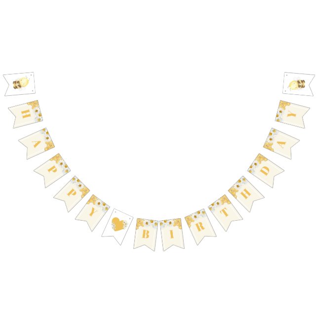 Bandeirinha Bumblebee Feliz Aniversário Bebês Crianças Mel Abe (Todos)