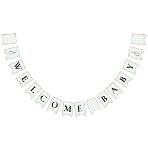 Bandeirinha Bunny Rabbit Green Gingham Chá de fraldas Bunting