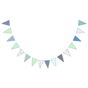 Bandeirinha Bunting - Blue Green and White Bunting