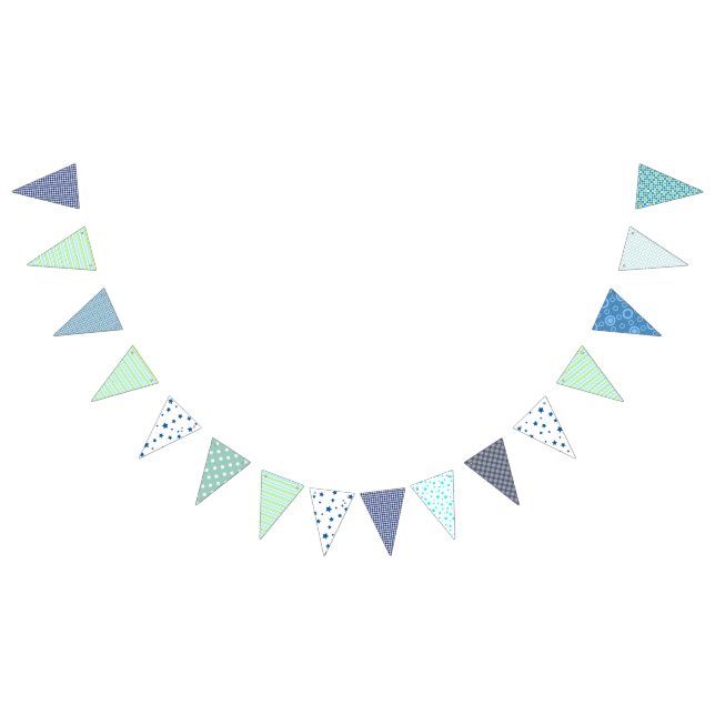 Bandeirinha Bunting - Blue Green and White Bunting (Todos)