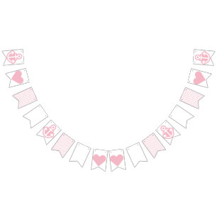 Bandeirinha Bunting Branco e Rosa