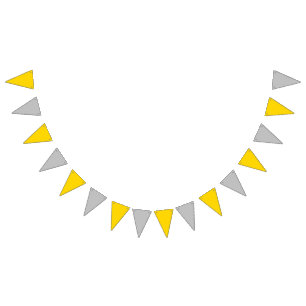 Bandeirinha Bunting: Triangular - Triângulos Dourados e Prate