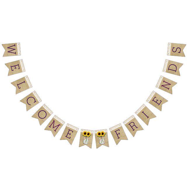 Bandeirinha Burlap and Lace Olha com Sunflower em Mason Jar (Todos)