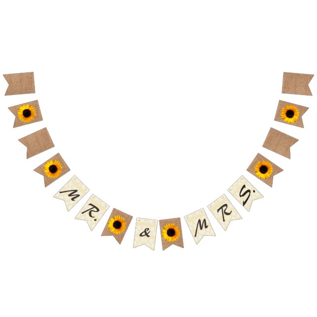 Bandeirinha Burlap and Sunflower Wedting Bunting (Todos)