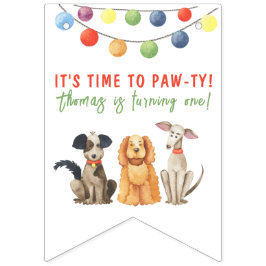 Bandeirinha Cachorro Cachorro Primeiro Aniversário Paw-ty
