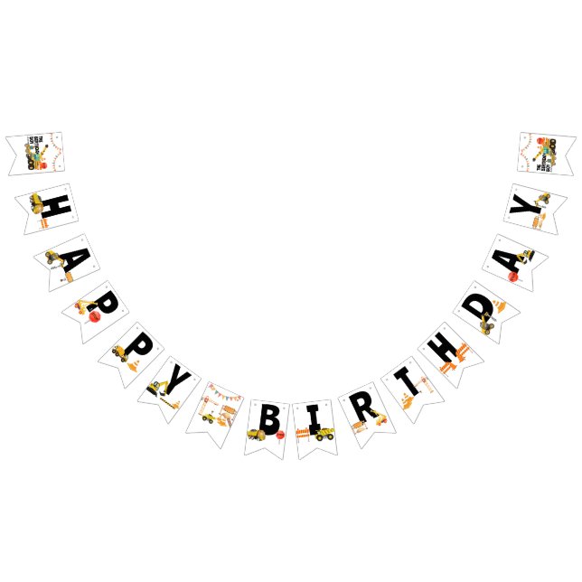 Bandeirinha Caminhões De Construção | Parte Aniversário de cri (Todos)