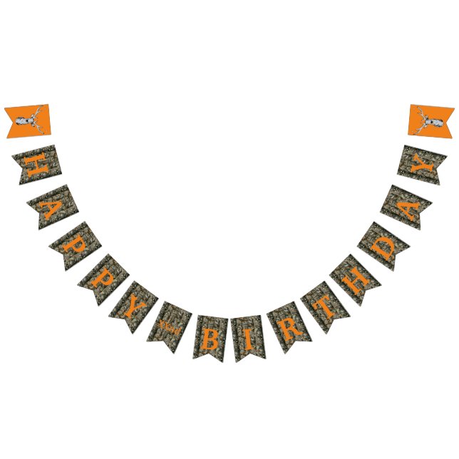Bandeirinha Camo Deer Hunting Buck Men's Birthday Banner (Todos)