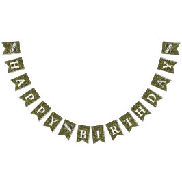 Bandeirinha Camuflagem de Pesca do Big Bass Feliz Aniversário 