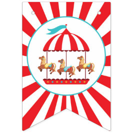 Bandeirinha Carrossel Circus Carnival Feliz Banner de Aniversá