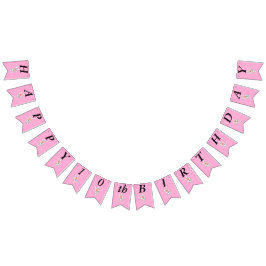 Bandeirinha Cartoon branco de aniversário coelho rosa quente