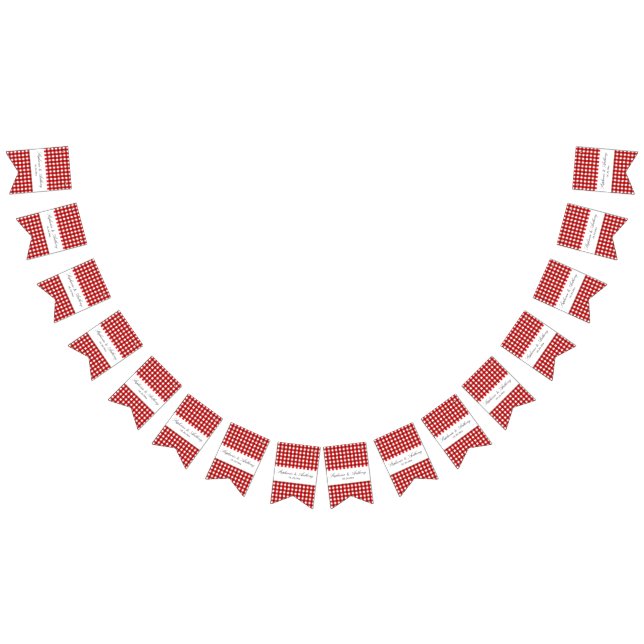 Bandeirinha Casamento Barbeque com Padrão de Gingham Branco e  (Todos)